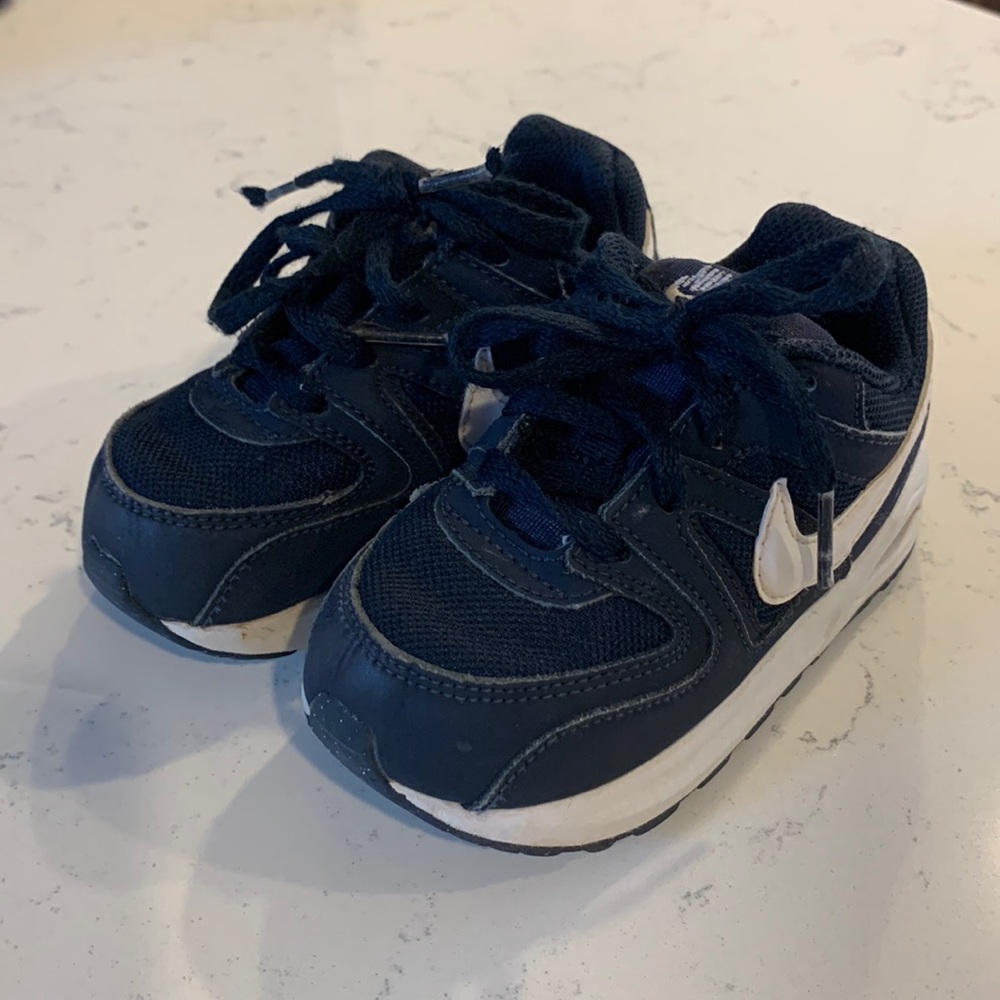 Gently used 7C Nike Navy Blue Sneakers with White Swish